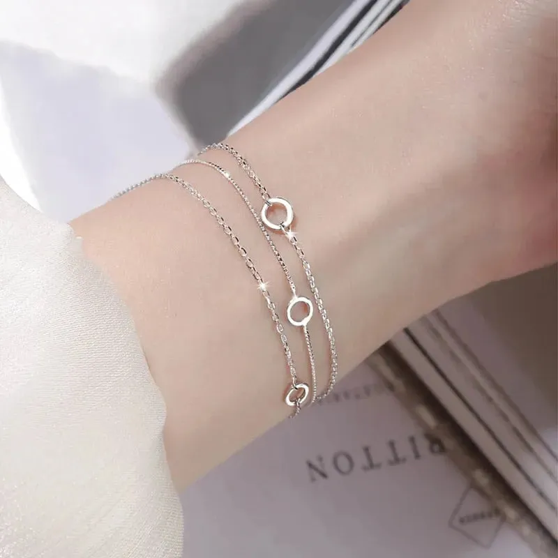Romance 925 Sterling Silver Double Love Bracelet