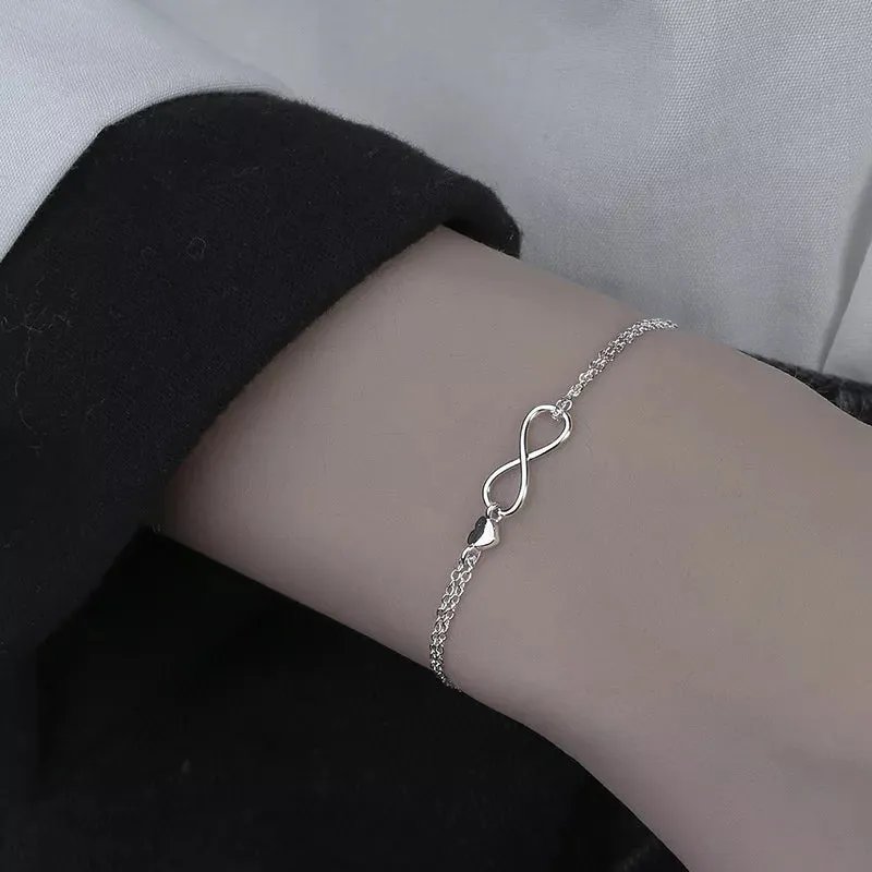 Romance 925 Sterling Silver Double Love Bracelet