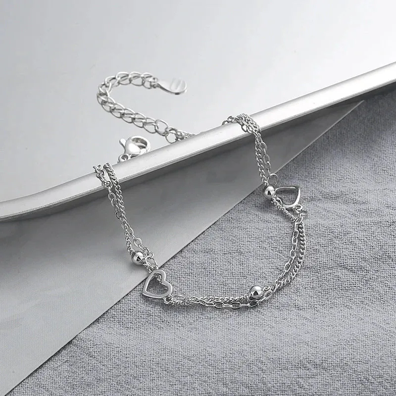 Romance 925 Sterling Silver Double Love Bracelet