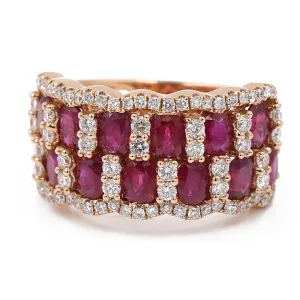 Rose Gold 18 Karat Statement Diamond and Rubies  Fashion Ring