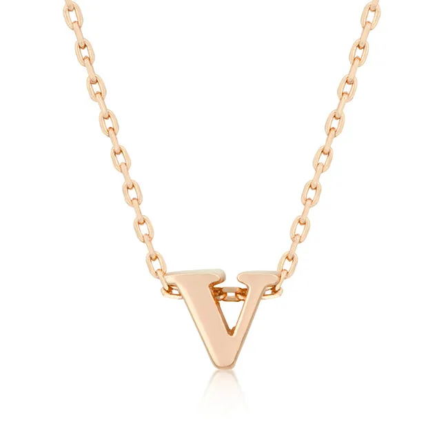 Rose Gold Finish Initial V Pendant