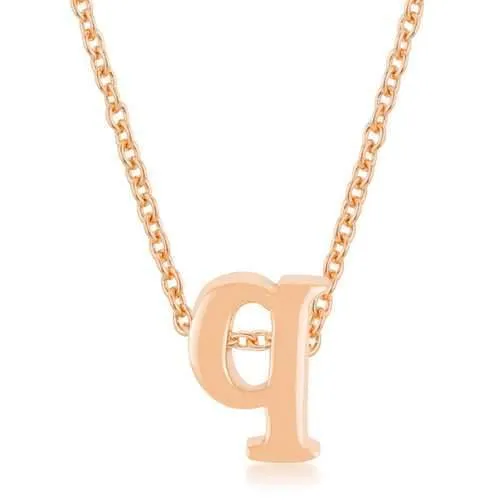 Rose Gold Finish Intiial Q Pendant