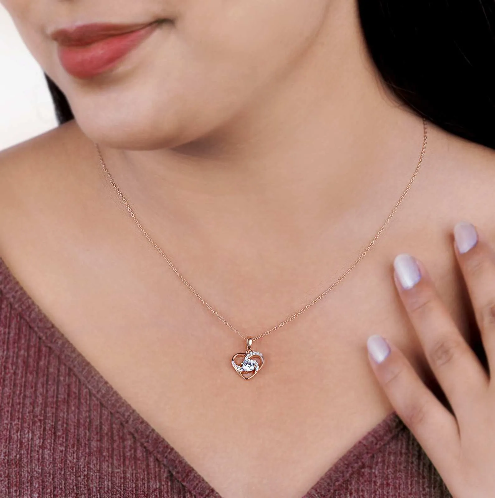 Rose Gold Heart Love Pendant