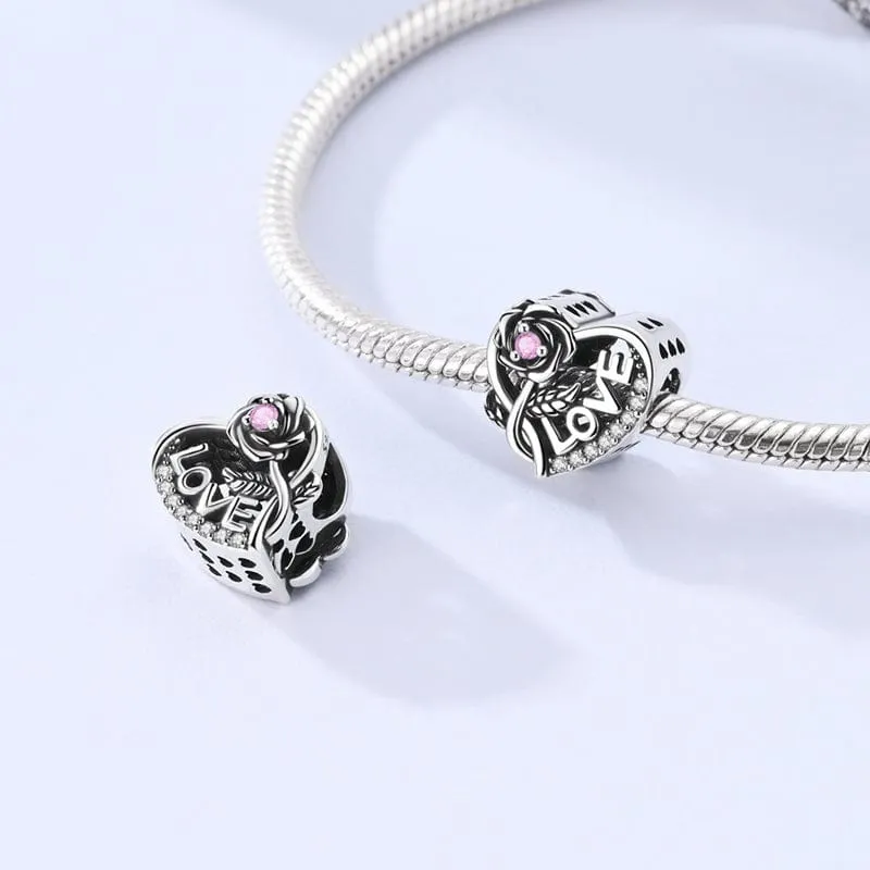 Rose Love Heart Charm