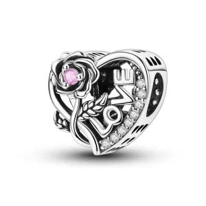 Rose Love Heart Charm