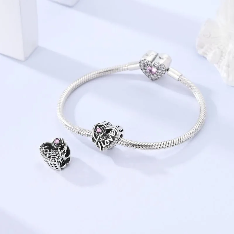 Rose Love Heart Charm