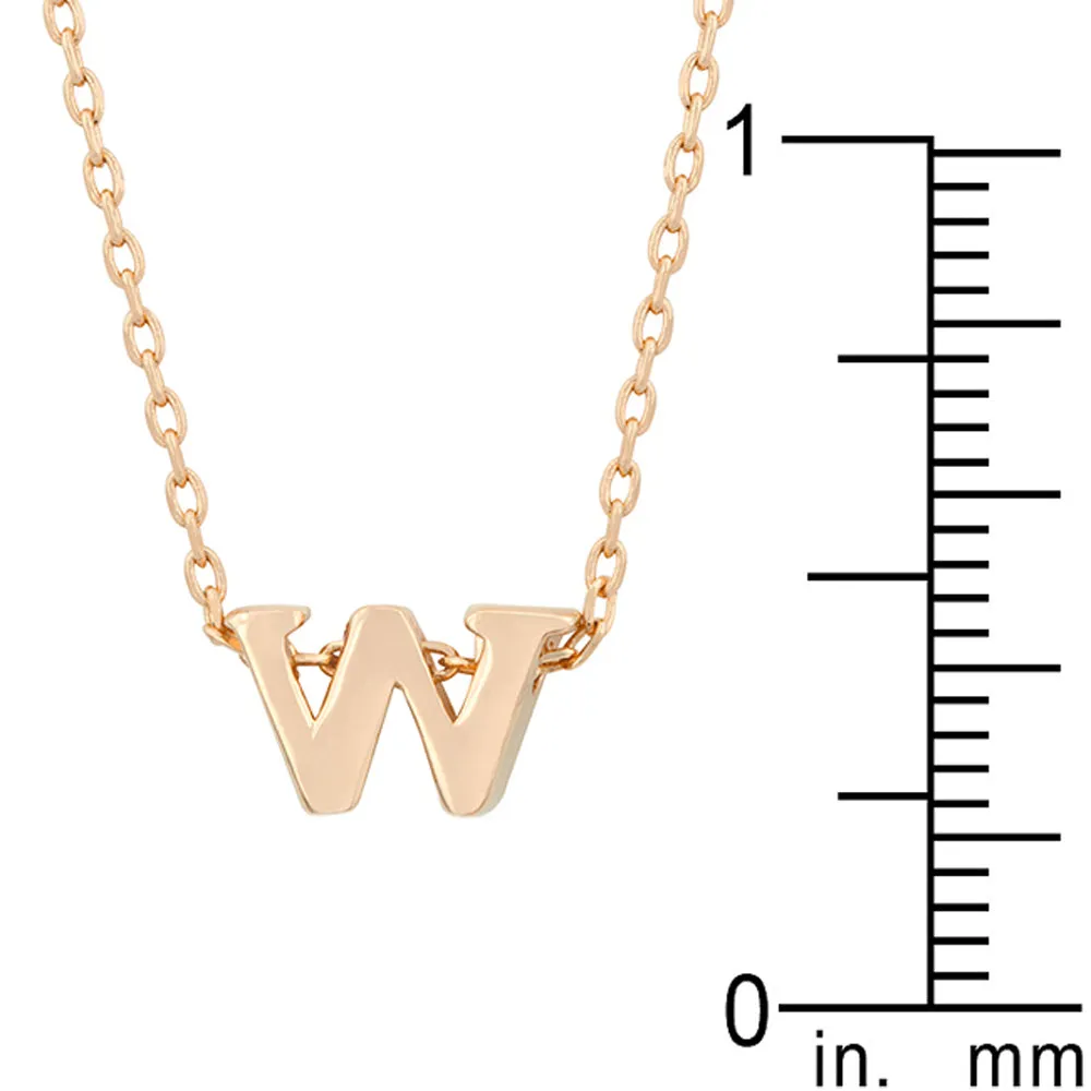 Rosegold Finish Initial W Pendant