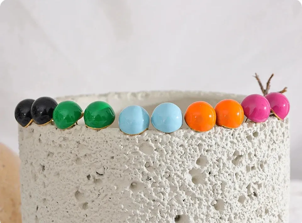 Round Stud Earrings