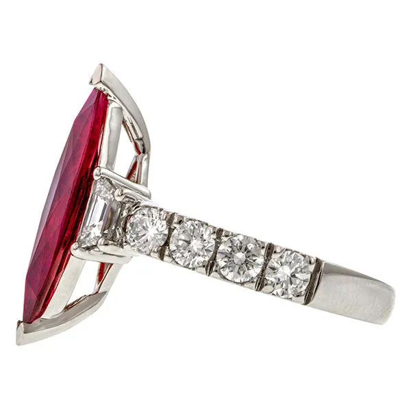 Ruby & Diamond Ring, MQ 2.10ct.