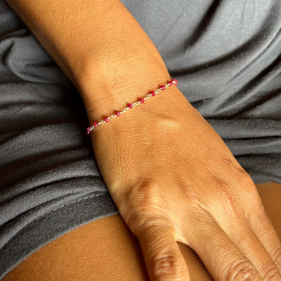Ruby handmade chain link bracelet sterling silver