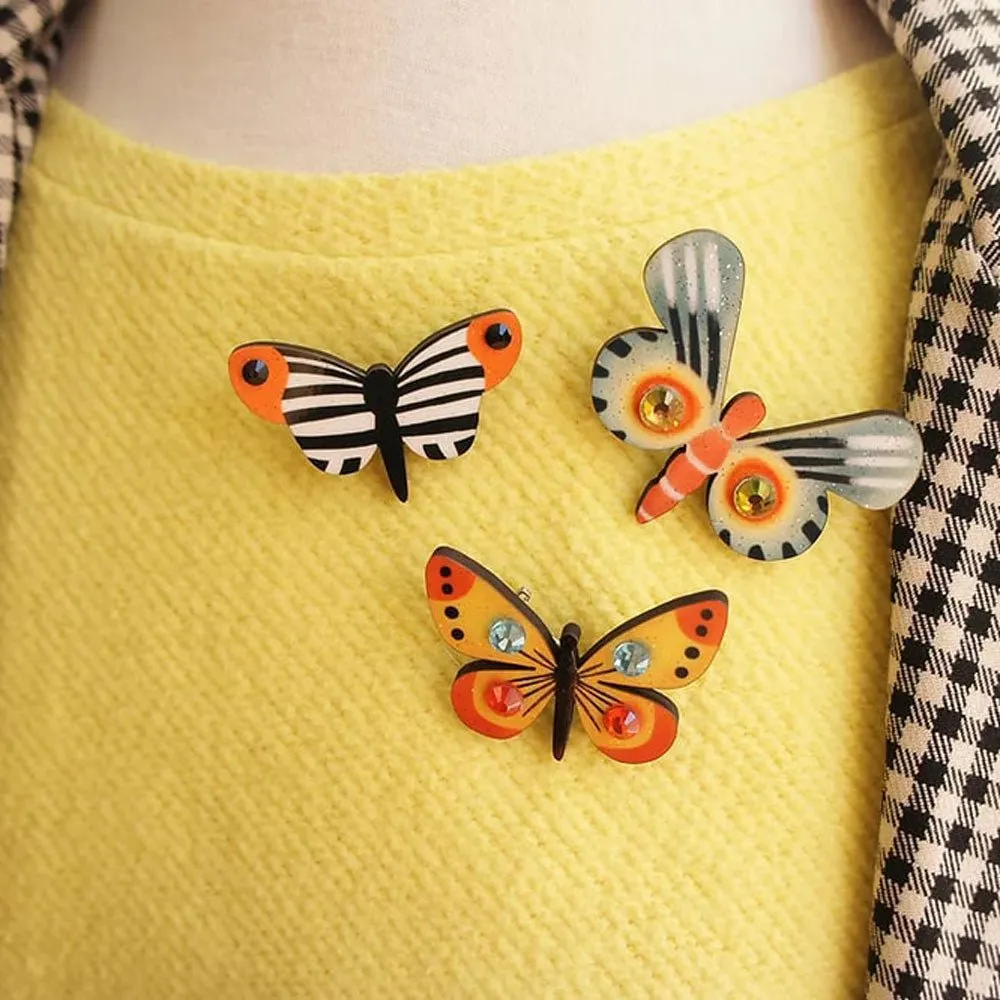 Set of 3 Butterfly Brooches by Laliblue