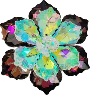 Shimmery Dark Red AB Crystalline Flower Ornament Brooches and Pins for Women Reflection Jewelry