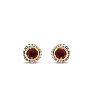 Silver & 18K Gold Prosecco Garnet Stud Earrings
