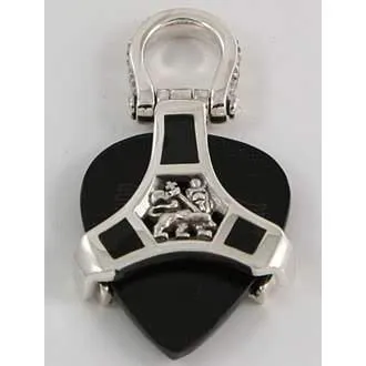 Silver Rasta Lion Guitar Pick Holder Pendant