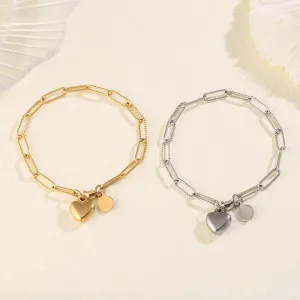 Simple Stainless Steel Titanium Steel Love Pendant Bracelet Lady Girlfriend Jewelry