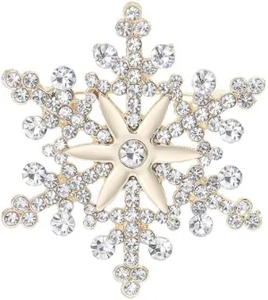 Sparkling Snowflake Brooches Pins Women Girls Snow Flower Safty Pin Crystal Snowflower Suit Hat Bag Badges Christmas Gift