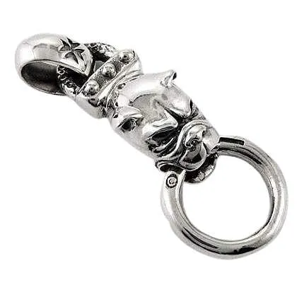 Sterling Silver Bulldog Biker Pendant