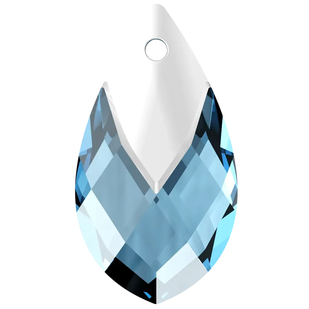 Swarovski Pendants Pear Metallic Cap (6565) Aquamarine Light Chrome