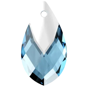 Swarovski Pendants Pear Metallic Cap (6565) Aquamarine Light Chrome