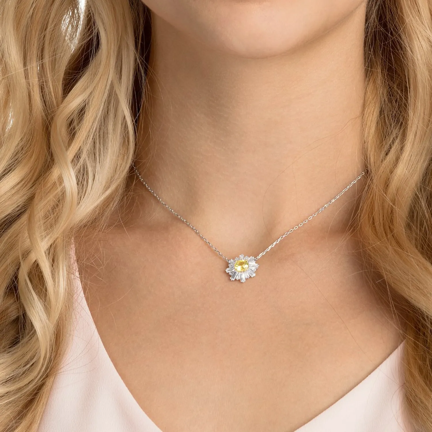 Swarovski SUNSHINE PENDANT, Yellow, Rhodium Plated -5459588