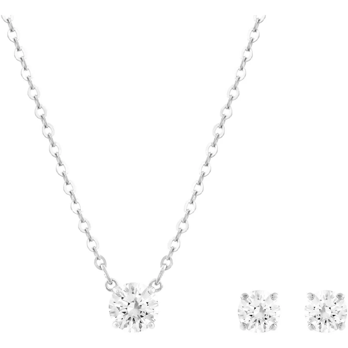 Swarovski Women's Necklace & Earrings Set - Attract Silver Tone | 5113468