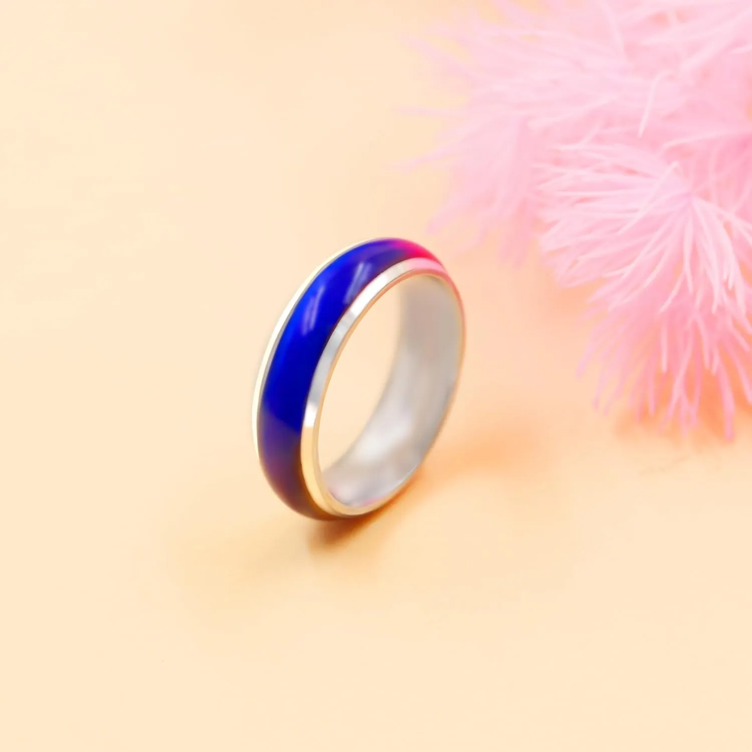 Temperature Changing Mood Ring for Men and Women, Stainless Steel Durable Wedding Band, Waterproof Couple Jewellry, Sporty Design Gift Y1854