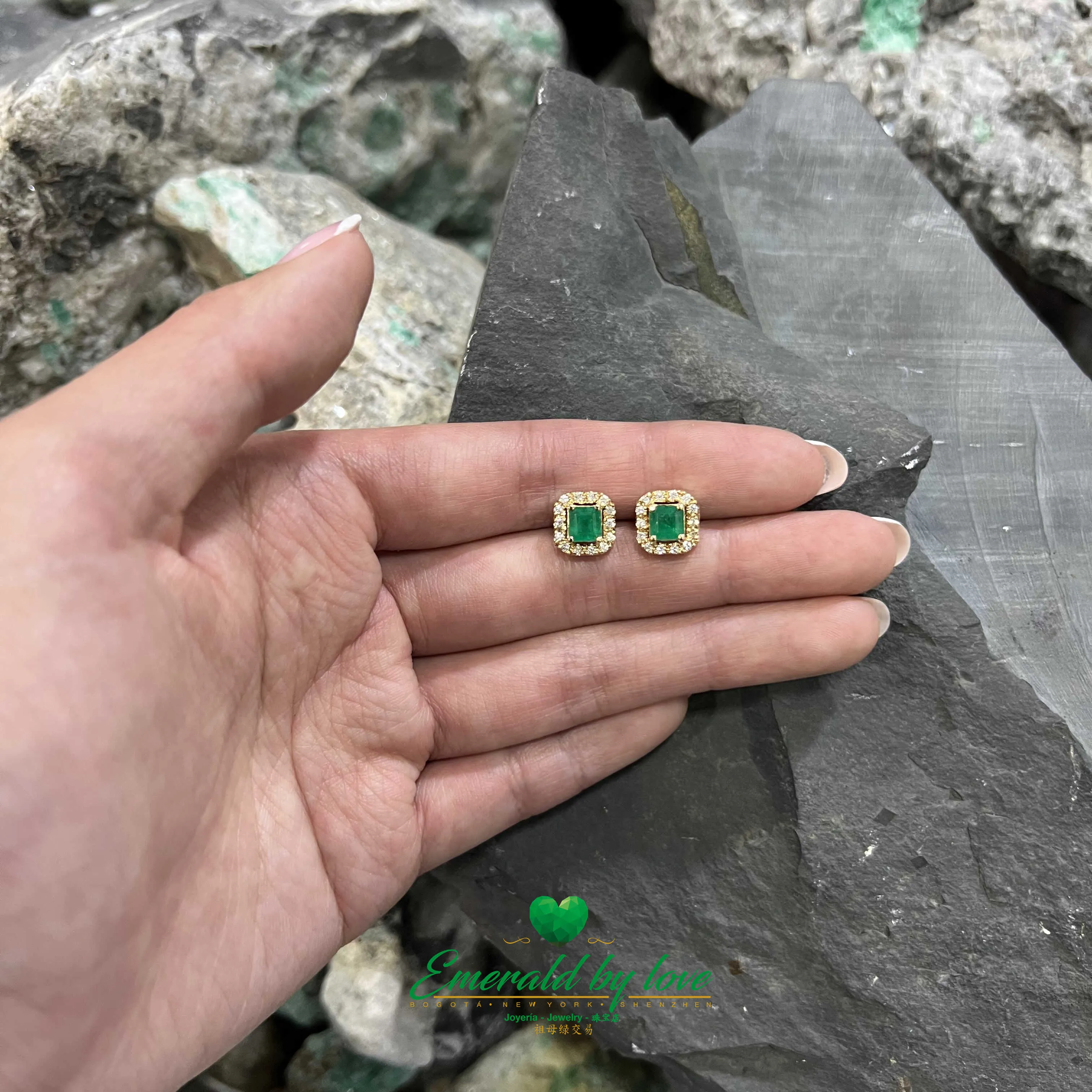 Timeless Beauty: Marquise-Cut Yellow Gold Earrings with Emeralds 1.9 TCW