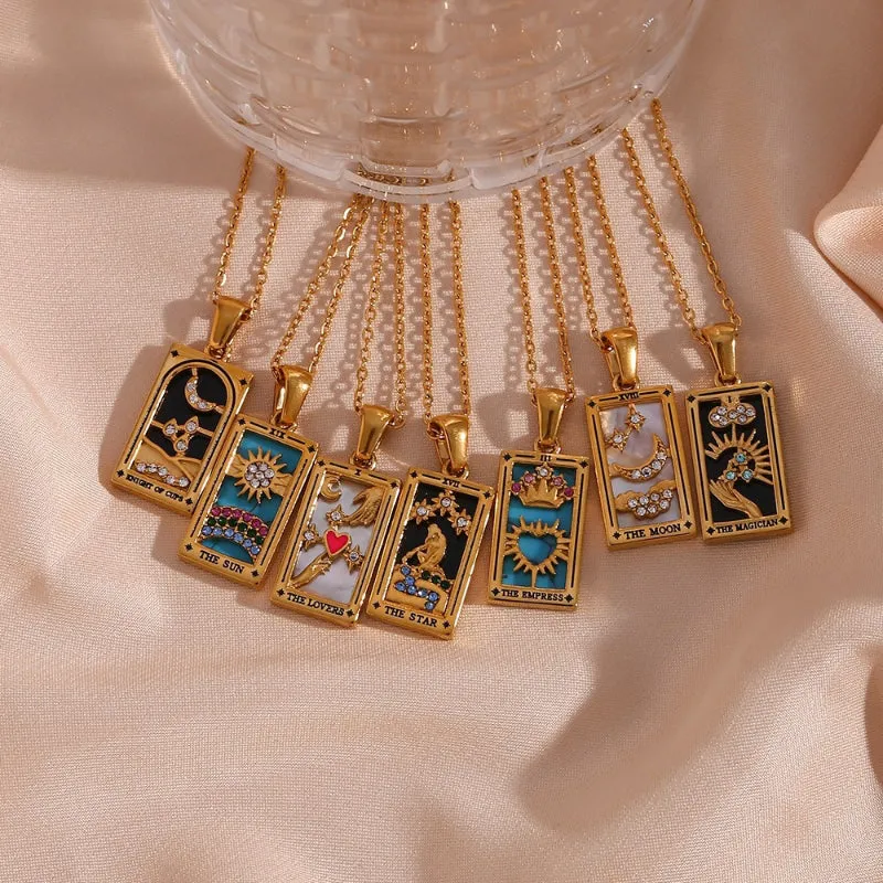 Unique Tarot Card-Inspired Pendant Jewelry Necklaces