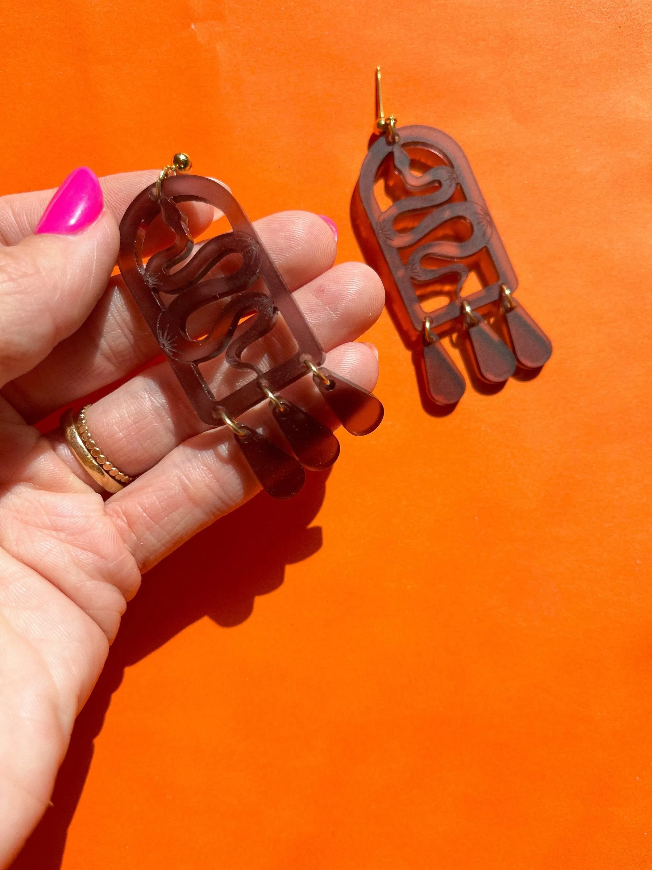 Vibora Statement Earrings - Deep Matte Mauve
