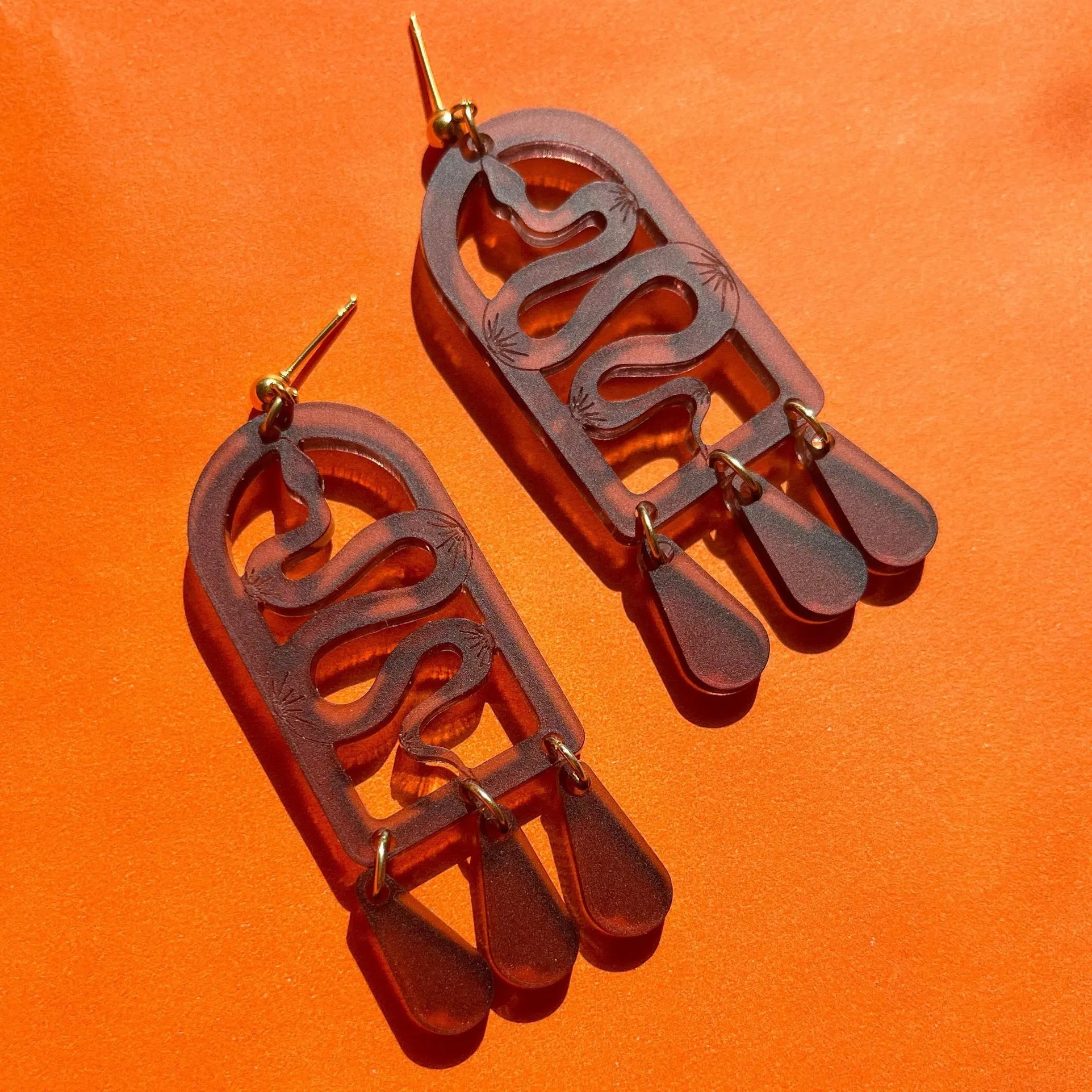 Vibora Statement Earrings - Deep Matte Mauve