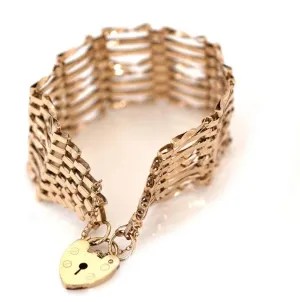 Vintage 1970s 9ct Gold Wide Gate Bracelet