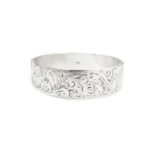 Vintage 1979 Etched Sterling Silver Bangle Bracelet