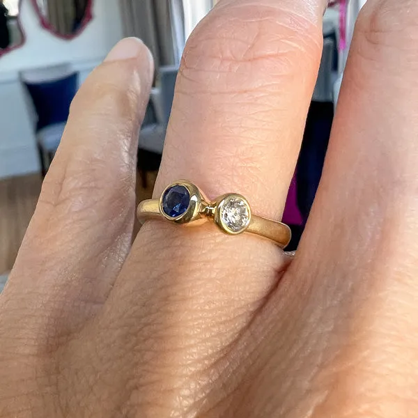 Vintage Diamond & Sapphire Twin Stone Ring