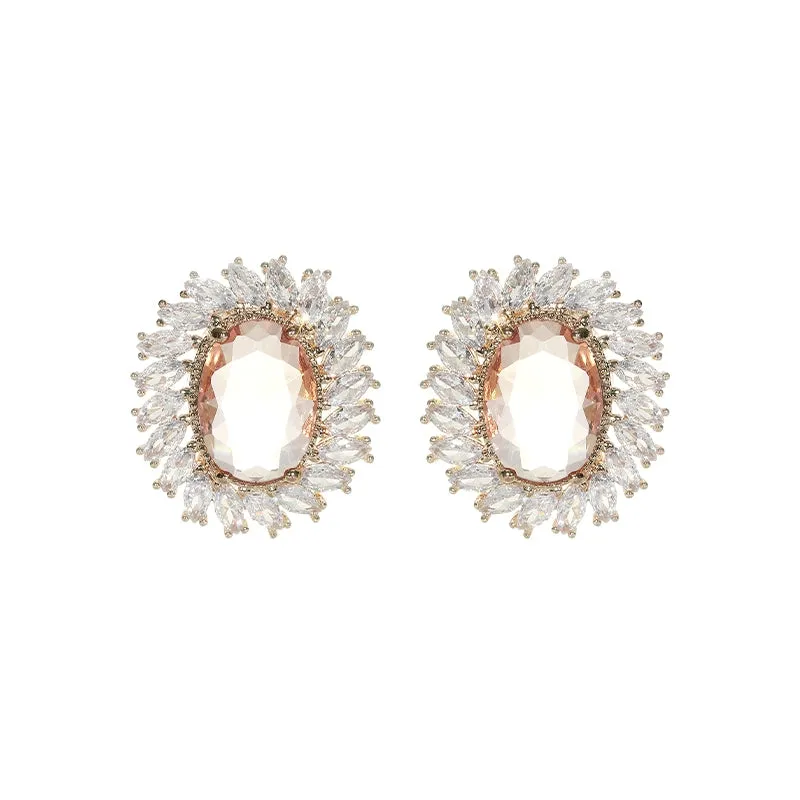 Wardrobes by Chen Luxury Light Oval Shaped Diamond Earrings-Becky