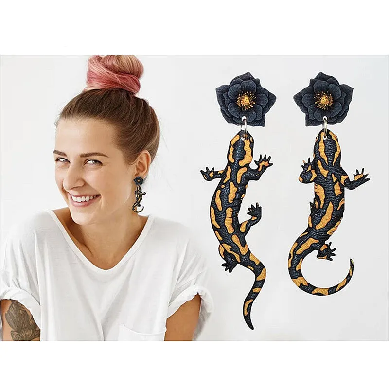 Wholesale Creative Lizard Gecko Red Fox Acrylic Earrings
