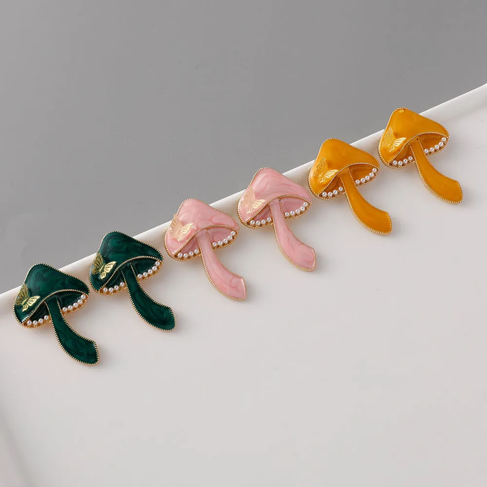 Wholesale Creative Mushroom Zinc Alloy Earrings