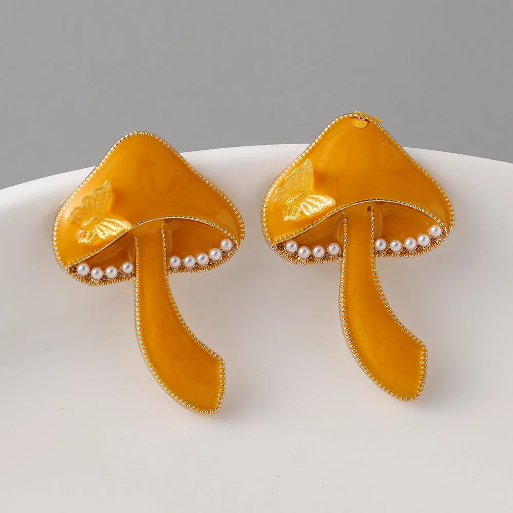 Wholesale Creative Mushroom Zinc Alloy Earrings
