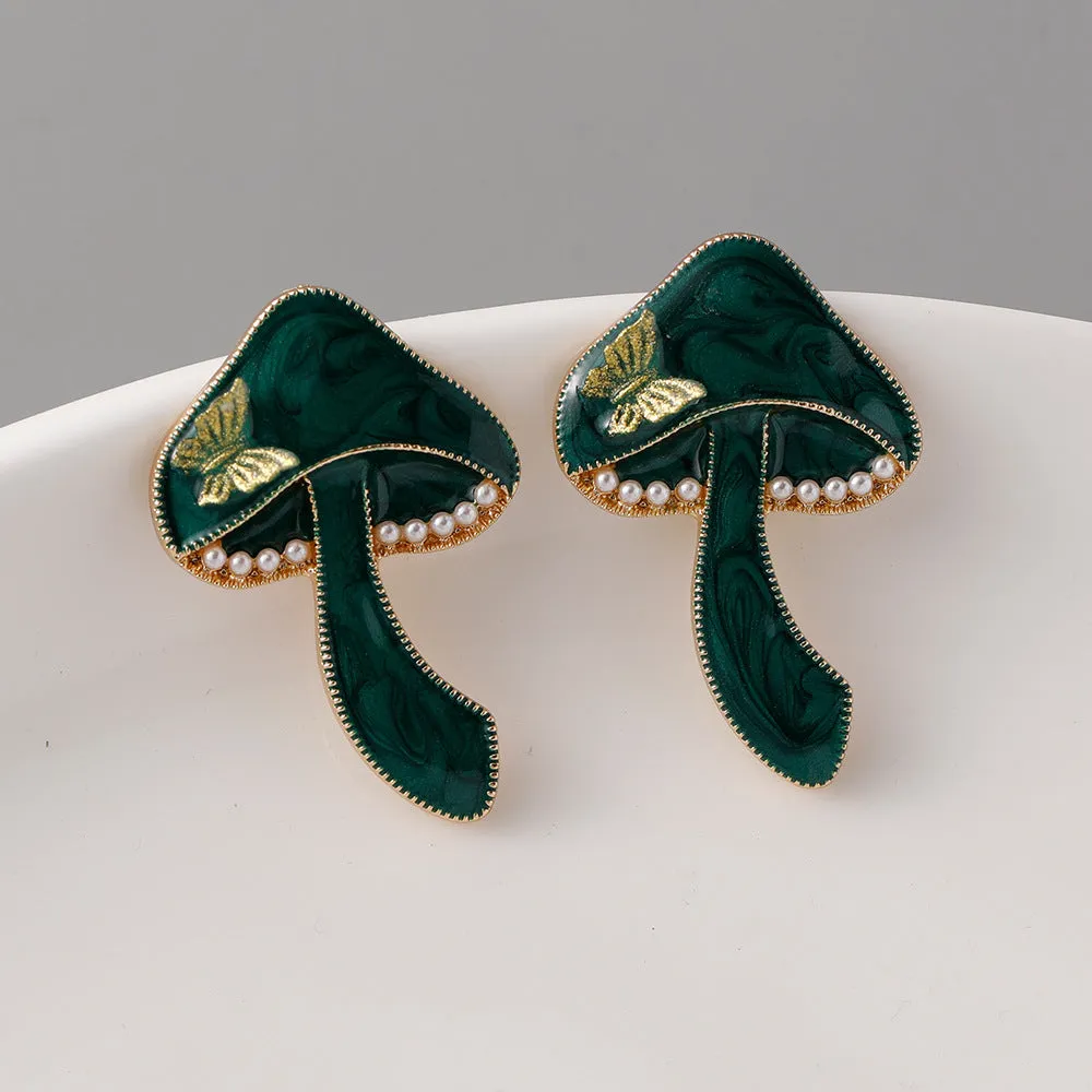 Wholesale Creative Mushroom Zinc Alloy Earrings