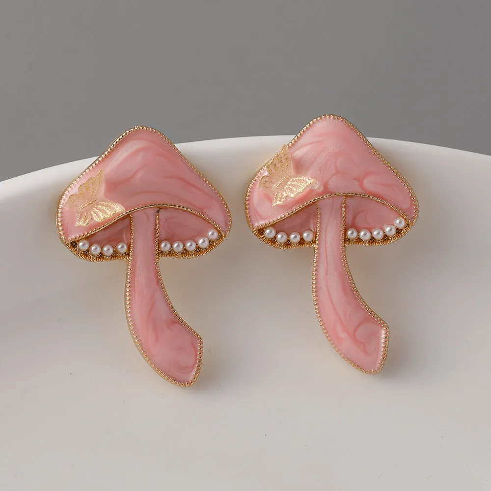 Wholesale Creative Mushroom Zinc Alloy Earrings