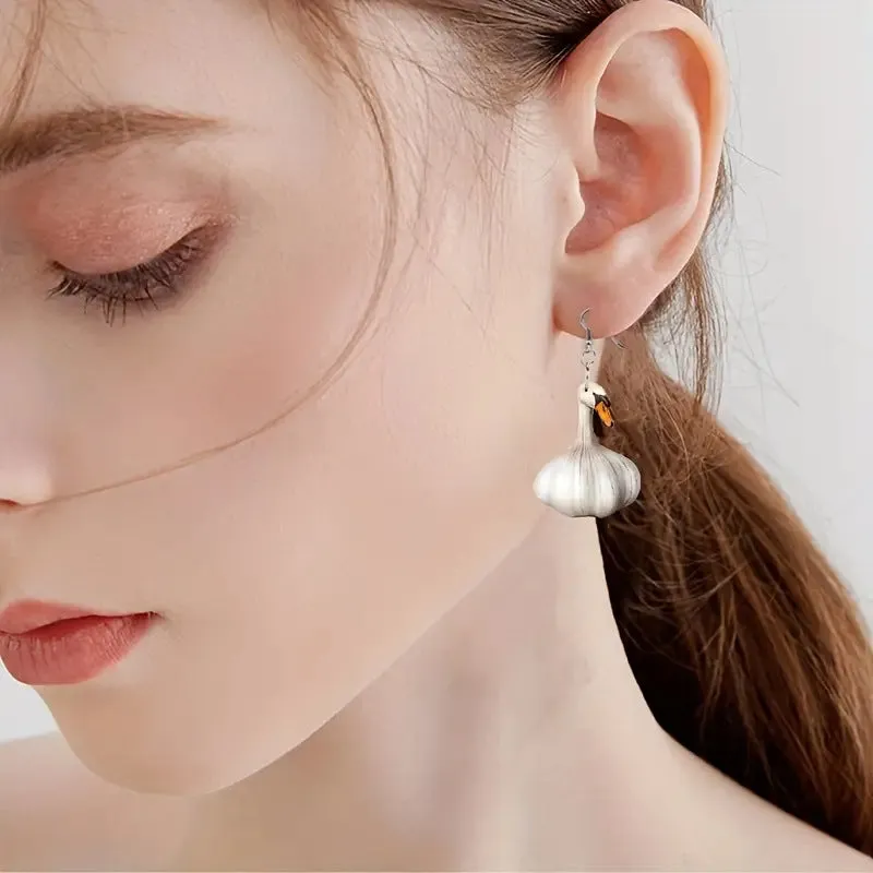 Wholesale Funny Creative Garlic Duck Ring Festival Animal Earrings