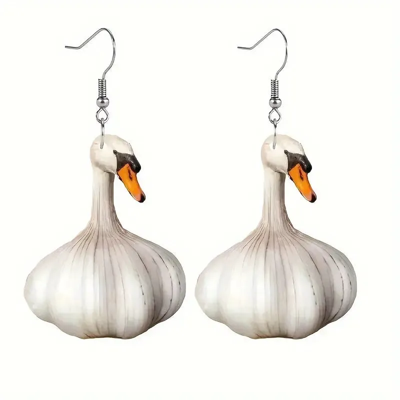 Wholesale Funny Creative Garlic Duck Ring Festival Animal Earrings