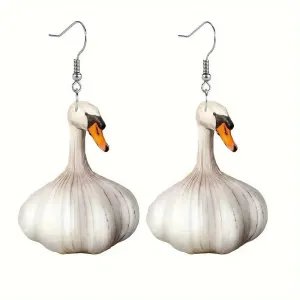 Wholesale Funny Creative Garlic Duck Ring Festival Animal Earrings