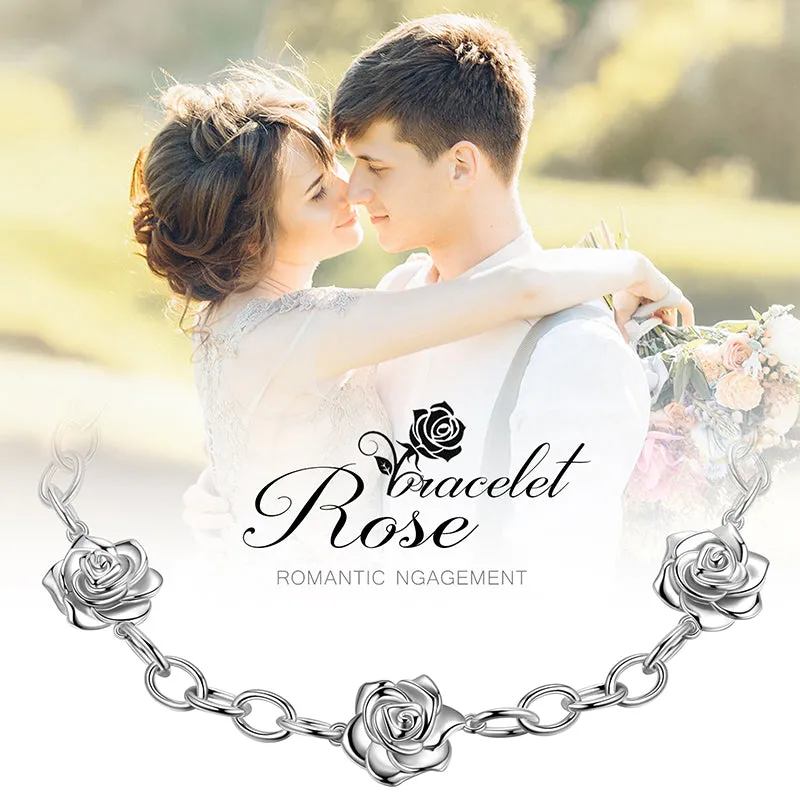 Women Rose Bracelet Gothic Vintage Rose Flower Jewelry Girls Romantic Valentine's Day Gifts