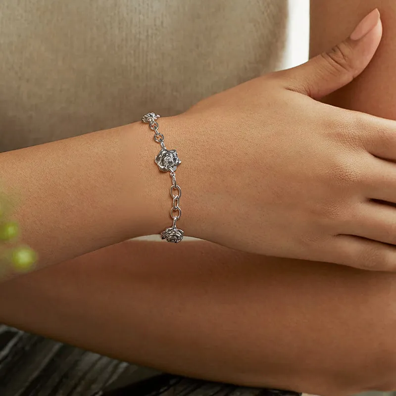 Women Rose Bracelet Gothic Vintage Rose Flower Jewelry Girls Romantic Valentine's Day Gifts