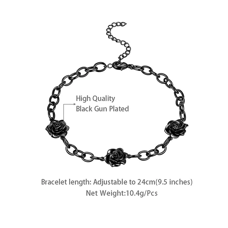 Women Rose Bracelet Gothic Vintage Rose Flower Jewelry Girls Romantic Valentine's Day Gifts