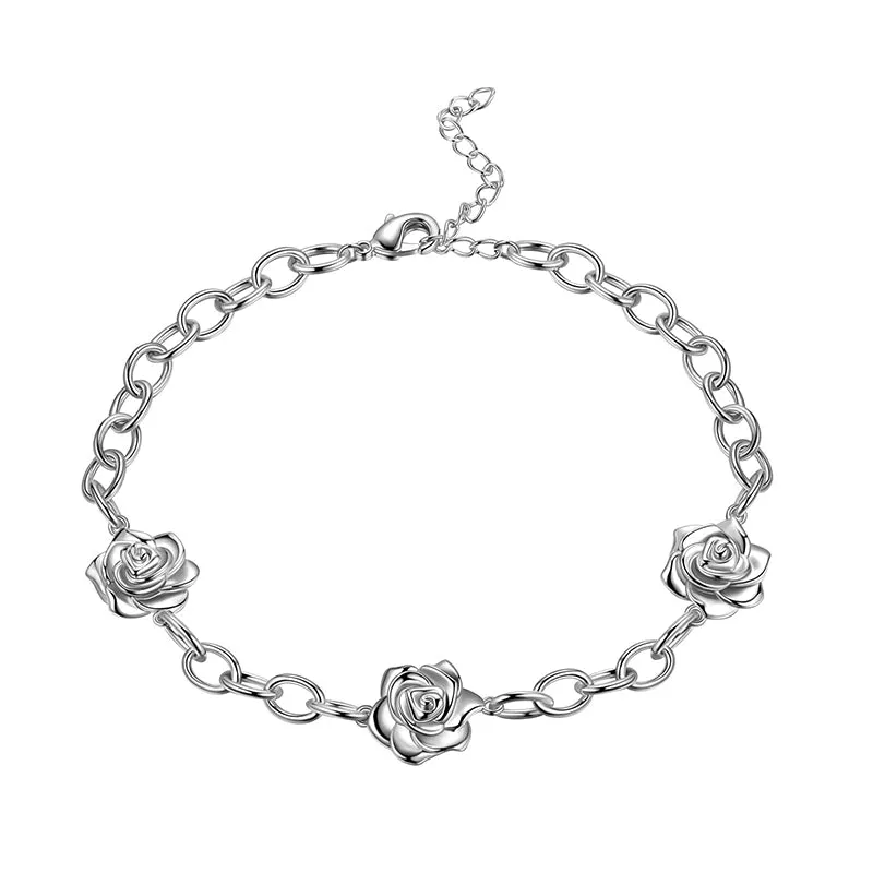 Women Rose Bracelet Gothic Vintage Rose Flower Jewelry Girls Romantic Valentine's Day Gifts