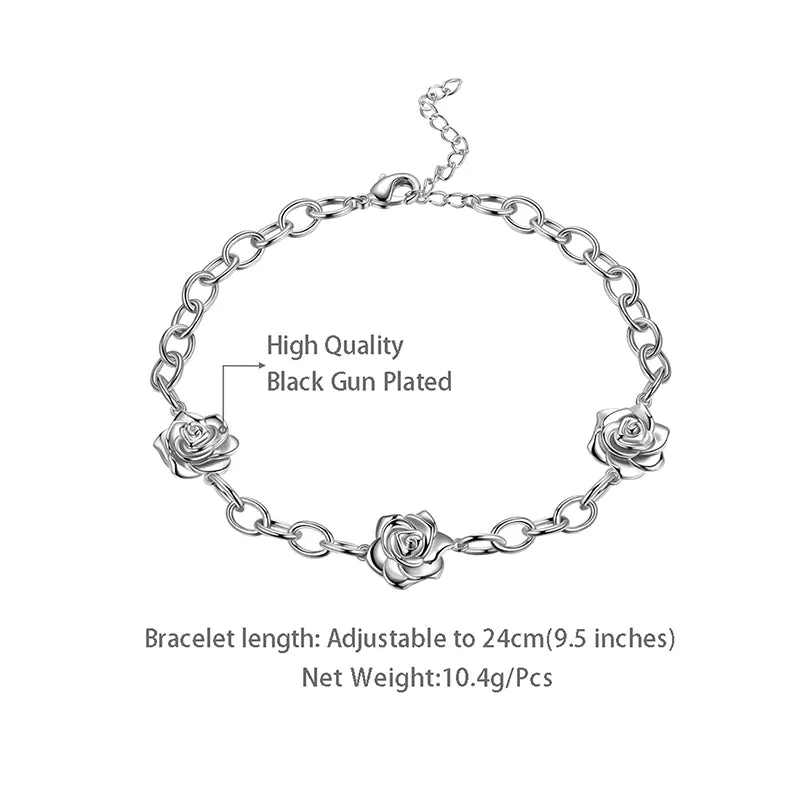 Women Rose Bracelet Gothic Vintage Rose Flower Jewelry Girls Romantic Valentine's Day Gifts