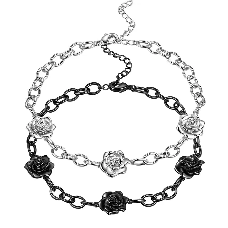 Women Rose Bracelet Gothic Vintage Rose Flower Jewelry Girls Romantic Valentine's Day Gifts