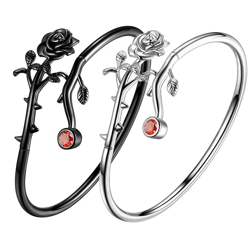 Women Rose Bracelets Rose Flower Cuff Bangle Bracelet Jewelry Girls Gothic Vintage Romantic Valentine's Day Gifts