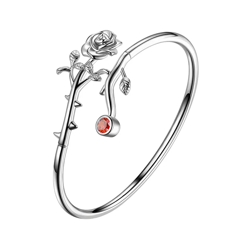 Women Rose Bracelets Rose Flower Cuff Bangle Bracelet Jewelry Girls Gothic Vintage Romantic Valentine's Day Gifts